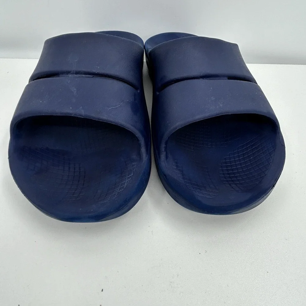 Oofos‎ OOahh Unisex Recovery Sandals Size Mens 10 Womens 12 Navy Blue Comfort